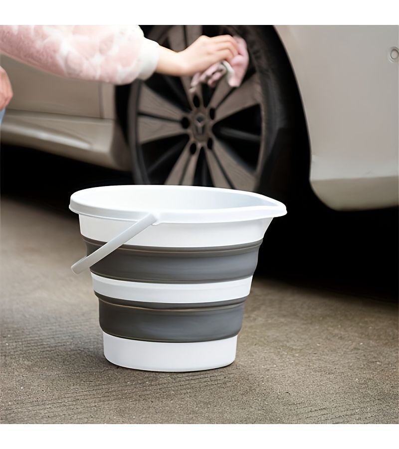 Multi Functional Large Capacity Foldable Storage Bucket 5 Liters White Grey For Kitchen Camping Fishing Road Trips Holiday Graduation Gift - Image 5