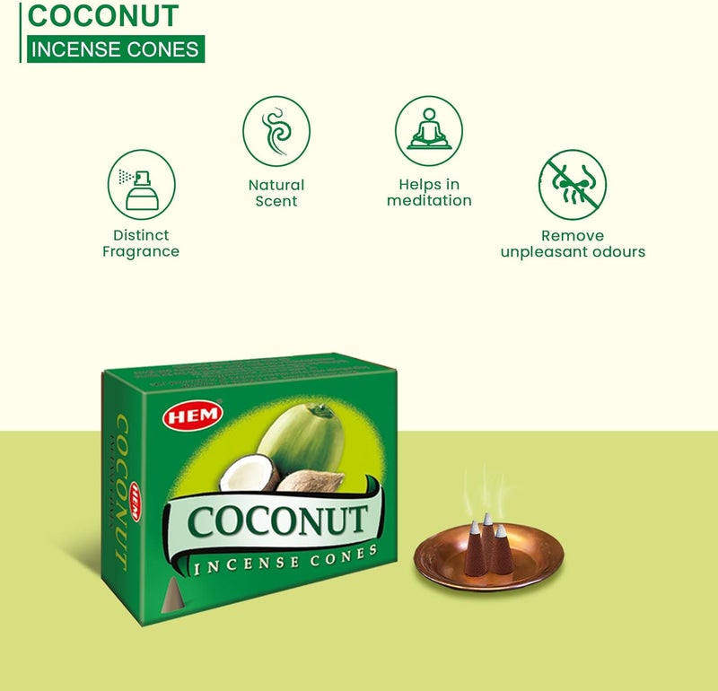 HEM Coconut Incense Cones - Case of 12 Boxes with 120 Cones - Image 3