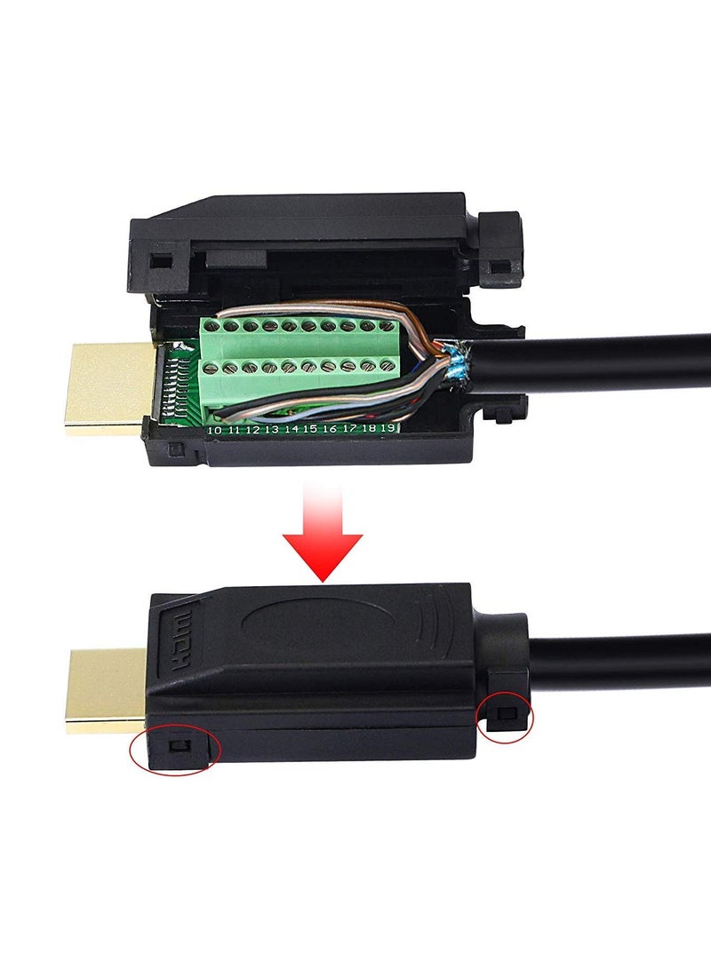 SOLARAE HDMI Solderless Adapter, 2 Pack Gold Plated HDMI Extension Cable Connector, Signals Terminal Breakout Board Free Welding Connector with Plastic Cover Screwdriver - Image 3
