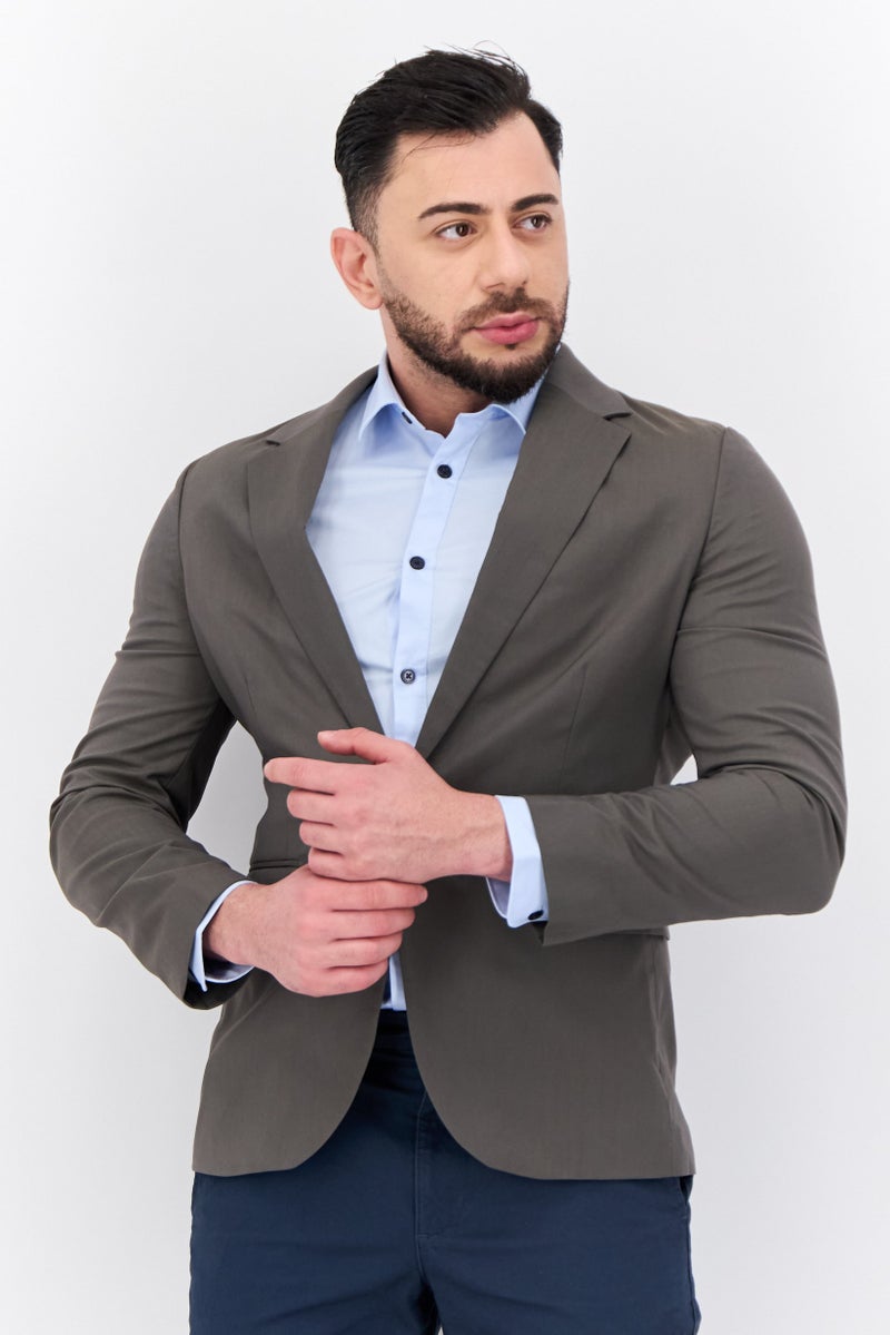 Asos Design Men Skinny Fit Plain Blazer, Charcoal Grey - Image 1