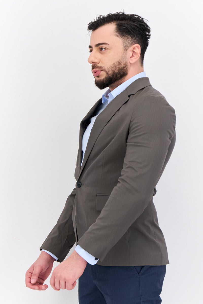 Asos Design Men Skinny Fit Plain Blazer, Charcoal Grey - Image 2