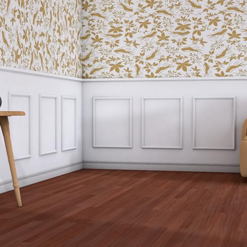 COUKIU Pre-Cut 6 Set Peel and Stick Wall Molding Trim Kit, 16" x20" Premade Wainscoting Panels, Self Adhesive Moulding Panel for Interior Walls Picture Frame - Image 1