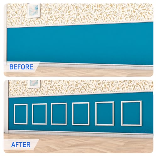 COUKIU Pre-Cut 6 Set Peel and Stick Wall Molding Trim Kit, 16" x20" Premade Wainscoting Panels, Self Adhesive Moulding Panel for Interior Walls Picture Frame - Image 3