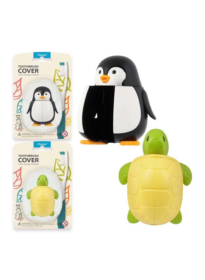 Flipper Pack Of 2 Hygienic Kids Toothbrush Holder With Suction Cups - Image 1