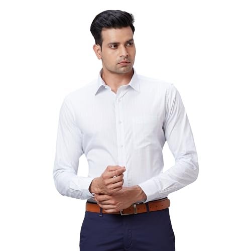 Raymond Men Cotton Slim Fit Shirt (RMSX12766-P1_Light Petrol, 42 - Image 1