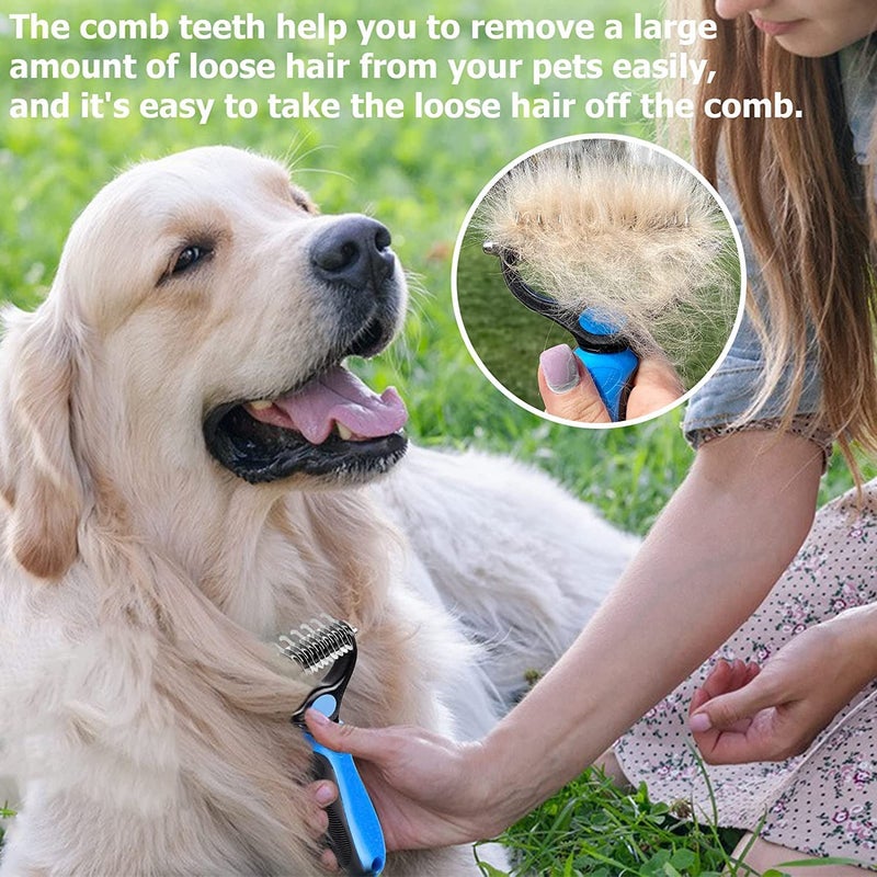 Judee Dematting Comb for Dog and Cat, Pet Grooming Rake and Brushes for Small, Medium Large Hair Double Sided Deshedding Tool Removes Loose Undercoat, Knots, Mats & Tangled Hair - Image 5