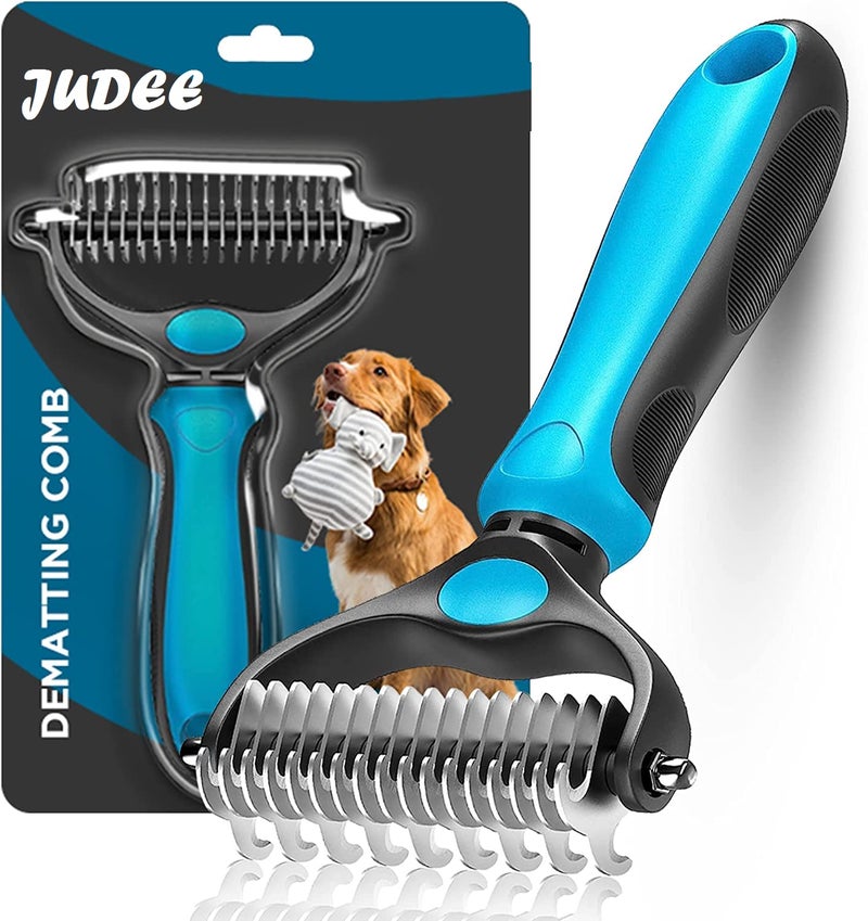 Judee Dematting Comb for Dog and Cat, Pet Grooming Rake and Brushes for Small, Medium Large Hair Double Sided Deshedding Tool Removes Loose Undercoat, Knots, Mats & Tangled Hair - Image 1