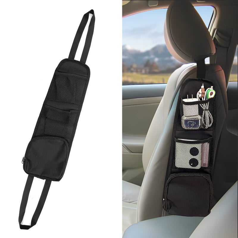 QUICTO Car Seat Storage Hanging Bag, Multi-Pocket Seat Side Organizer, Car Multifunctional Storage Mesh Net Pocket, Can Hold Mobile Phone, Wallet, Glasses, Suitable for Cars, SUVs, Trucks - Image 1