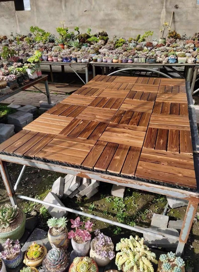 لينجوي بلاط الأرضية الخشبي المتشابك بني 30x3x30 سم 8 قطع  - Image 3