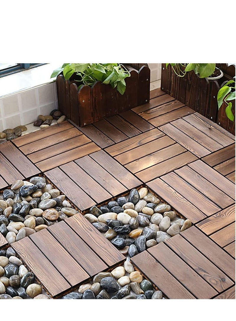 لينجوي بلاط الأرضية الخشبي المتشابك بني 30x3x30 سم 8 قطع  - Image 2