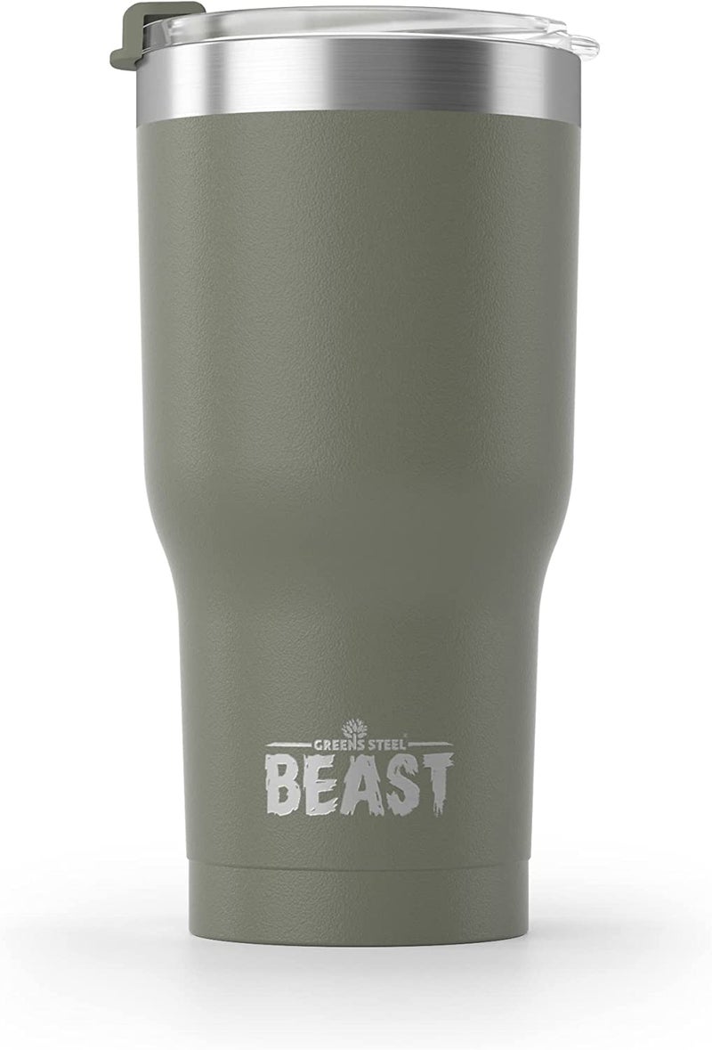 Greens Steel Beast 20 oz Tumbler Stainless Steel Vacuum Insulated Coffee Ice Cup Double Wall Travel Flask (Army Green)  - Image 3
