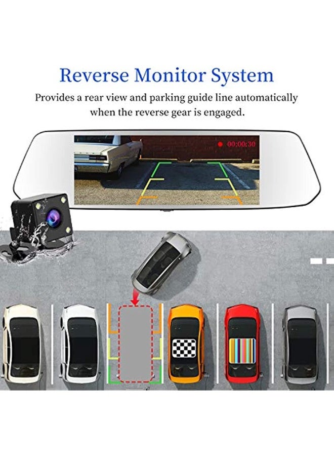 7-Inch Car Camera Touchscreen Full Hd 1080P Front Wide Angle Camera And Waterproof Rear Camera With Reverse Monitoring System - Image 3