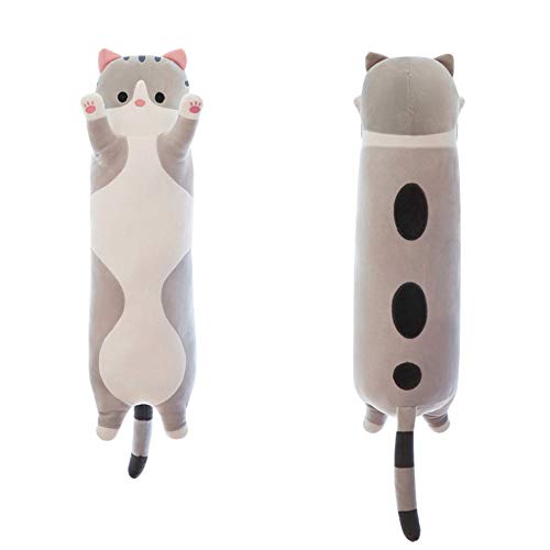 shangman Lovely Plush Cat Doll Cute Cartoon Soft Stuffed Kitten Pillow Long Throw Sleeping Toy Gift for Kids Girlfriend Multiple Size Grey50cm196in - Image 1