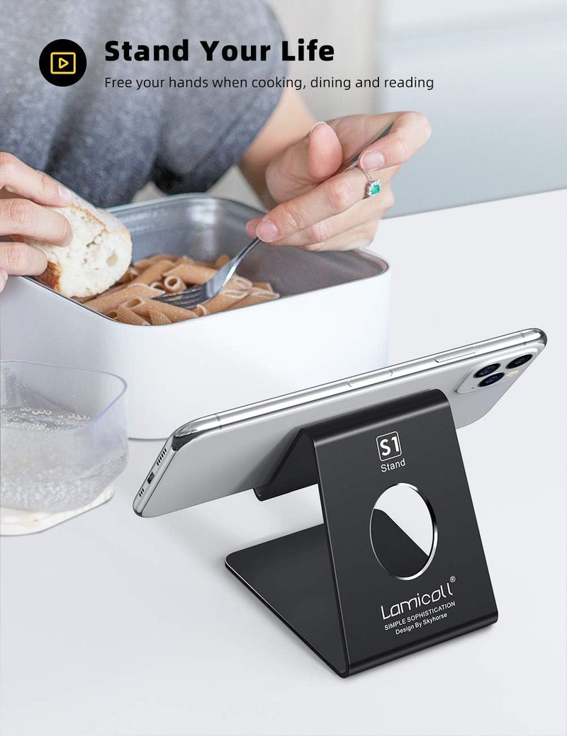 Lamicall Cell Phone Stand, Phone Dock: Cradle, Holder, Stand for Office Desk - Black - Image 3