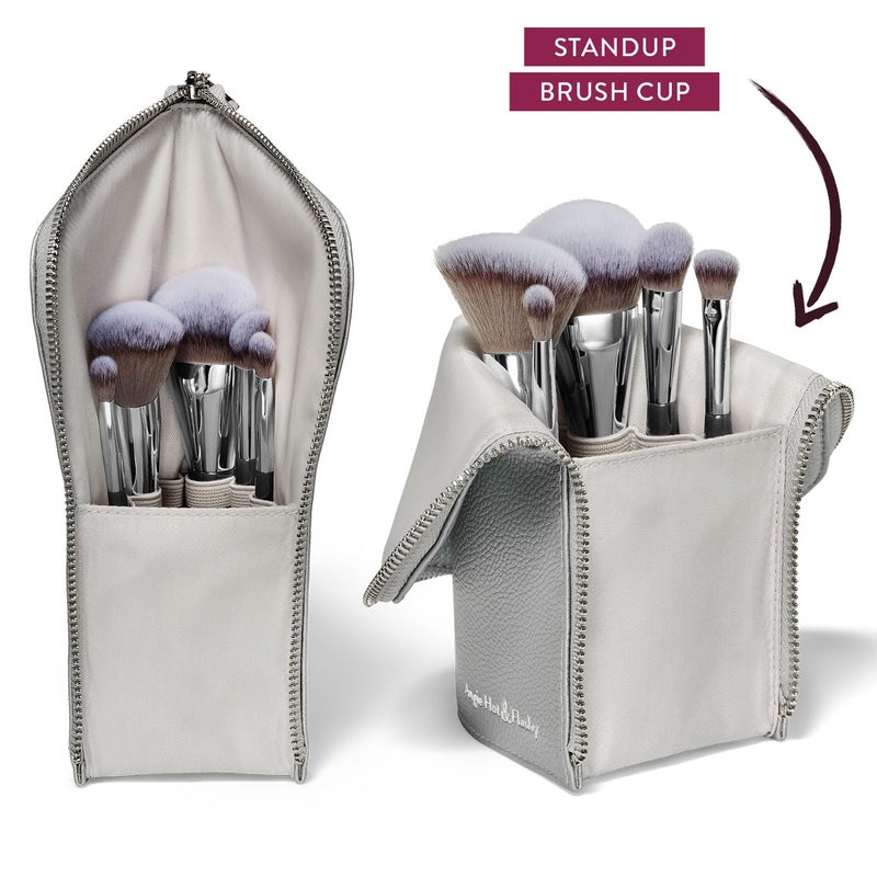 BK BEAUTY BRUSHES - ANGIE HOT & FLASHY Travel Brush Set with Pouch - Foundation Makeup Brushes - Brush for Liquid or Cream Foundations - Under-Eye Concealer | Bronzer, Blush & Highlighter Makeup Brush - Image 3