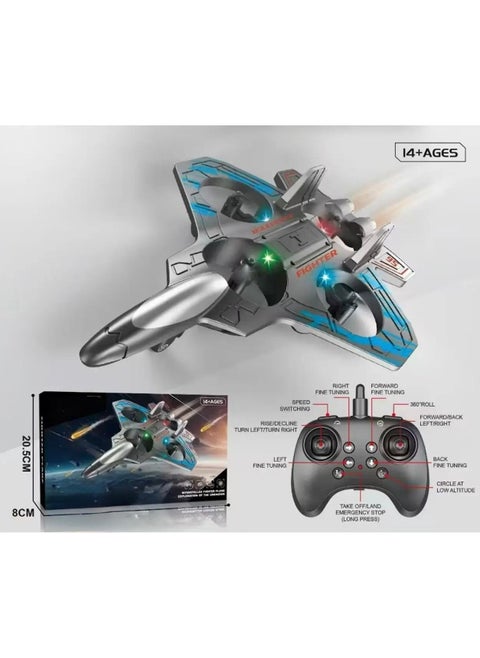 Remote Control Plane 2.4ghz Rc Airplanes Helicopter, Flying Model Aircraft, Remote Control Helicopter Toy, Rc Airplanes, Rechargeable 2 Modes to Fly, Automatic Hover Black/Blue