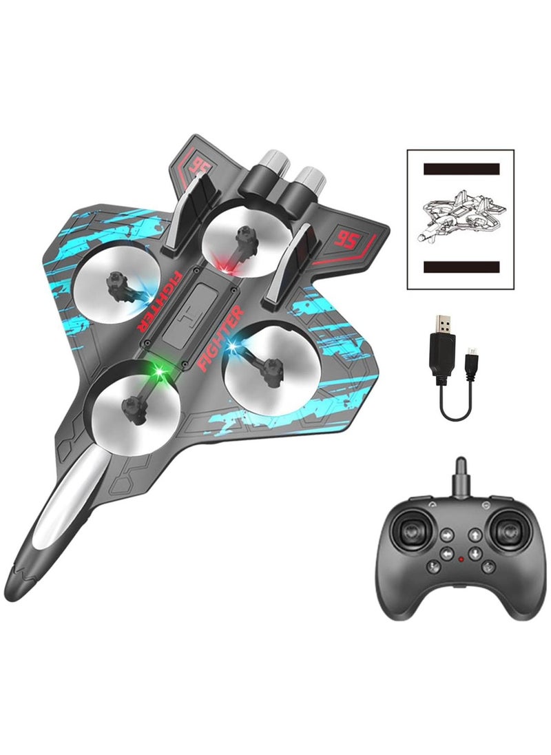 Remote Control Plane 2.4ghz Rc Airplanes Helicopter, Flying Model Aircraft, Remote Control Helicopter Toy, Rc Airplanes, Rechargeable 2 Modes to Fly, Automatic Hover Black/Blue