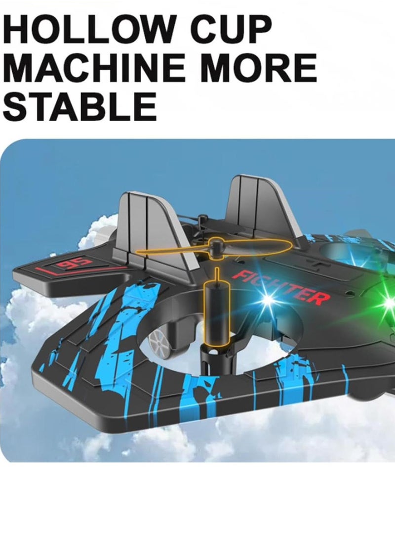 Remote Control Plane 2.4ghz Rc Airplanes Helicopter, Flying Model Aircraft, Remote Control Helicopter Toy, Rc Airplanes, Rechargeable 2 Modes to Fly, Automatic Hover Black/Blue