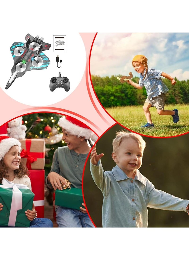 Remote Control Plane 2.4ghz Rc Airplanes Helicopter, Flying Model Aircraft, Remote Control Helicopter Toy, Rc Airplanes, Rechargeable 2 Modes to Fly, Automatic Hover Black/Blue