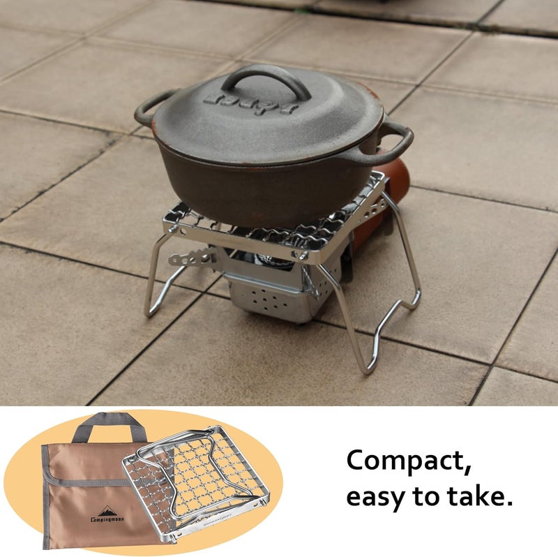 camping moon CAMPINGMOON Portable Folding Camping Campfire Grill over Fire Split Stoves 304 Stainless Steel (Grid wire (MS-1011)) - Image 5