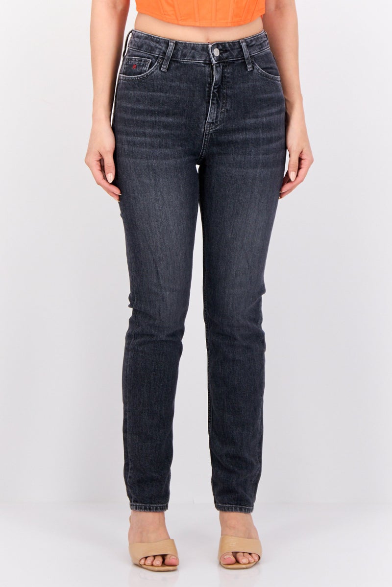 ESPRIT Women Slim Fit Washed Stretchable Jeans, Washed Black - Image 1