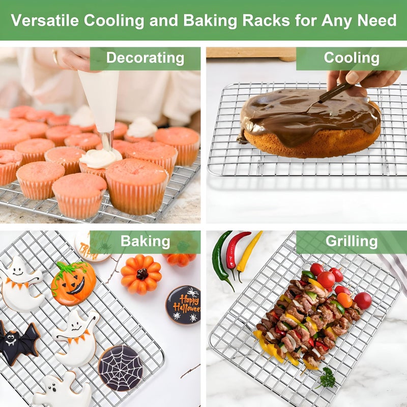 Cooling Rack - Stainless steel wire grid airflow stand for baking pastries, drying jerky, or resting roasted meats with durable oven safe construction (1pc) - Image 5