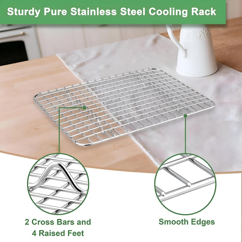 Cooling Rack - Stainless steel wire grid airflow stand for baking pastries, drying jerky, or resting roasted meats with durable oven safe construction (1pc) - Image 4
