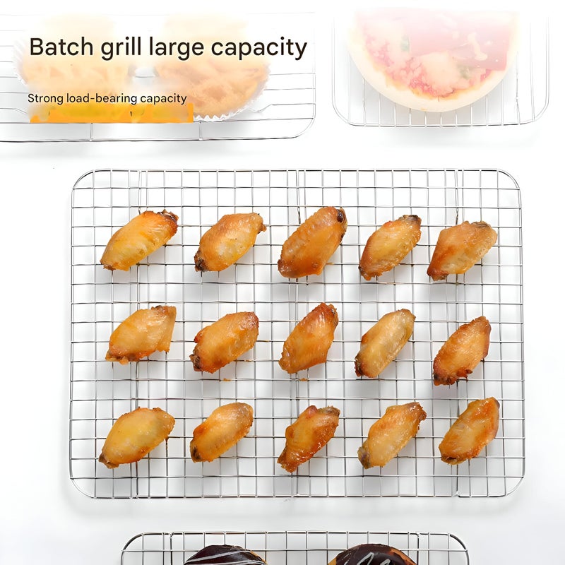 Cooling Rack - Stainless steel wire grid airflow stand for baking pastries, drying jerky, or resting roasted meats with durable oven safe construction (1pc) - Image 2
