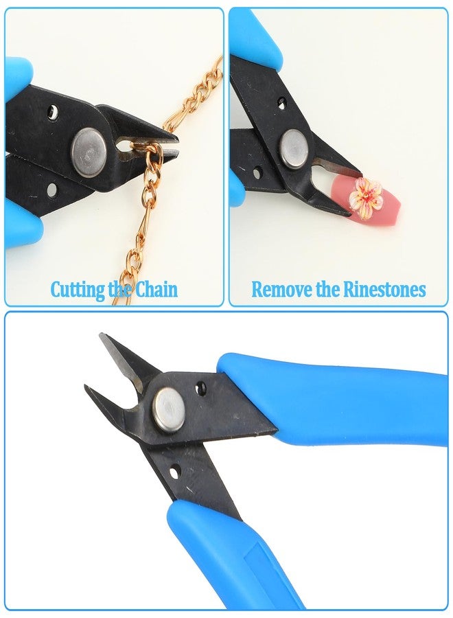 Eldraqth Nail Art Decorations Remover DIY Tool Stainless Steel Nail Art Scissors Rhinestone Remover Metal Chain Cutter Professional Nipper Cutter Scissors Manicure Accessory 5" Diagonal Pliers - Image 5