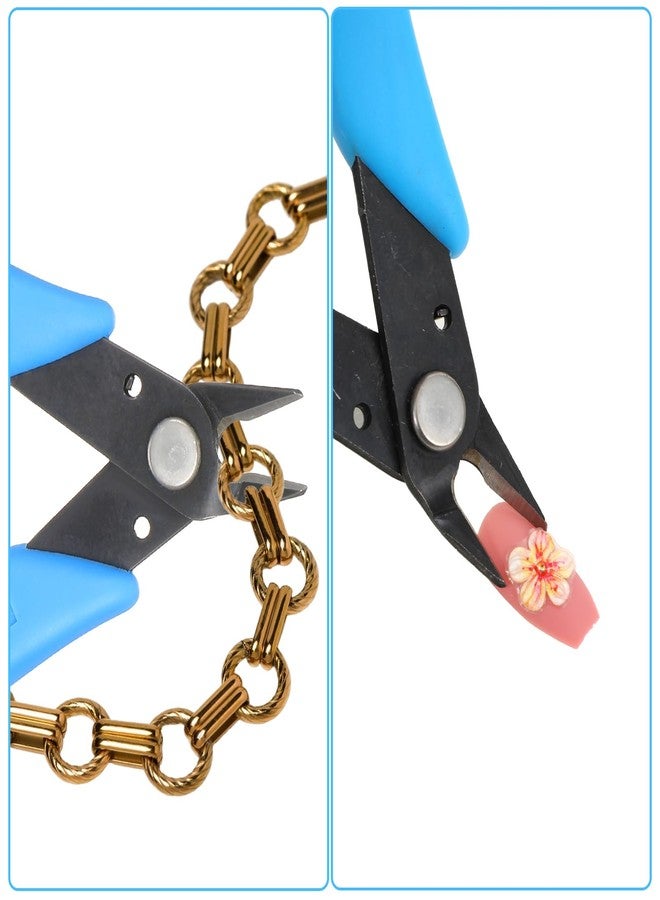 Eldraqth Nail Art Decorations Remover DIY Tool Stainless Steel Nail Art Scissors Rhinestone Remover Metal Chain Cutter Professional Nipper Cutter Scissors Manicure Accessory 5" Diagonal Pliers - Image 3