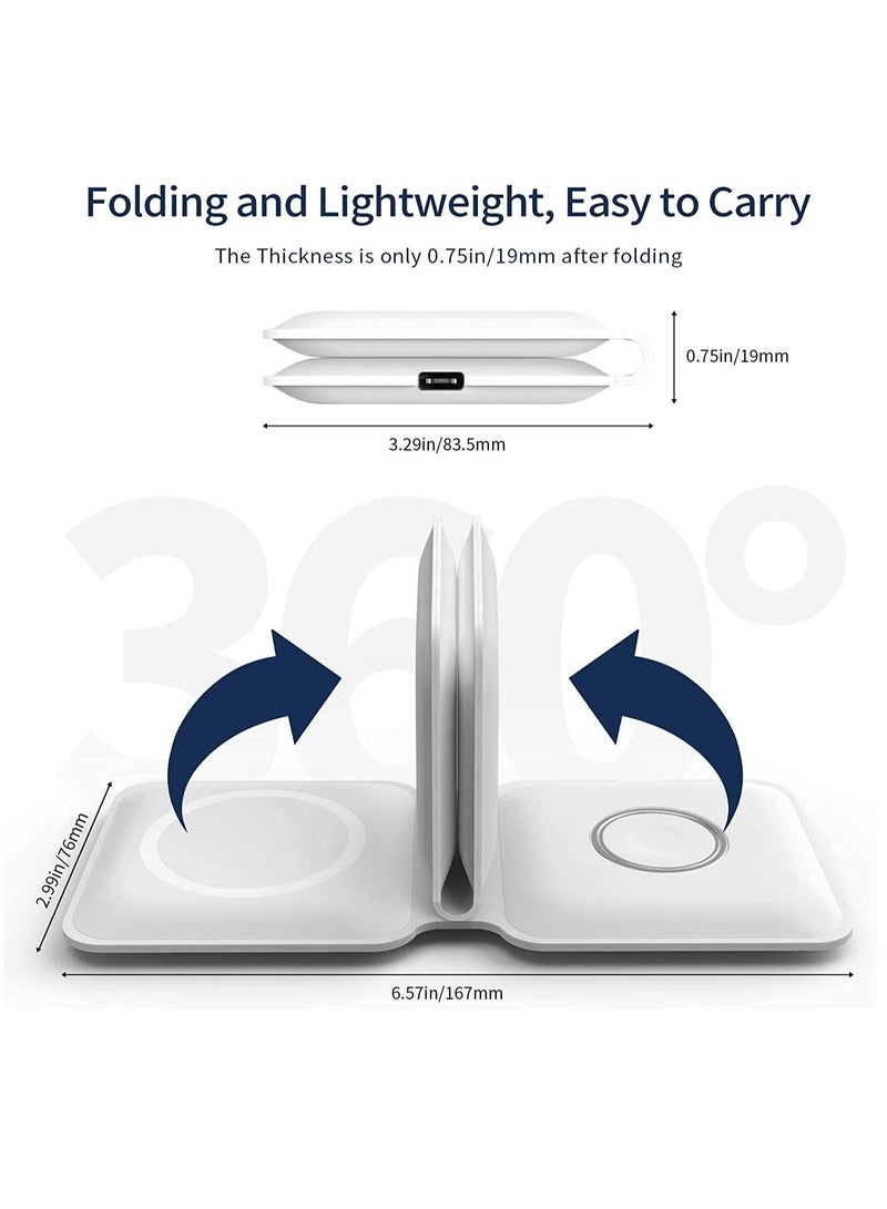 Wireless Charging Pad, Portable 2 in 1 Foldable Charging Dock Power Station for Apple Watch 7/6/5/4/3/2, Multiple Devices Wireless Charger for iPhone 13, 12, Pro, Pro Max, AirPods  - Image 5