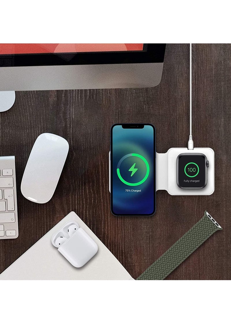 Wireless Charging Pad, Portable 2 in 1 Foldable Charging Dock Power Station for Apple Watch 7/6/5/4/3/2, Multiple Devices Wireless Charger for iPhone 13, 12, Pro, Pro Max, AirPods  - Image 3