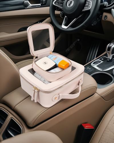 LETGO Clear Makeup Bags Set - TSA Approved Toiletry Bag with Handle Large Opening, Clear Toiletry Bags Case Pouch for Traveling Travel Car Orangizer Storage Essentials(Mini+Large Beige) - Image 5