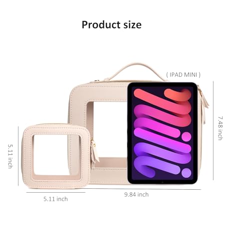 LETGO Clear Makeup Bags Set - TSA Approved Toiletry Bag with Handle Large Opening, Clear Toiletry Bags Case Pouch for Traveling Travel Car Orangizer Storage Essentials(Mini+Large Beige) - Image 2