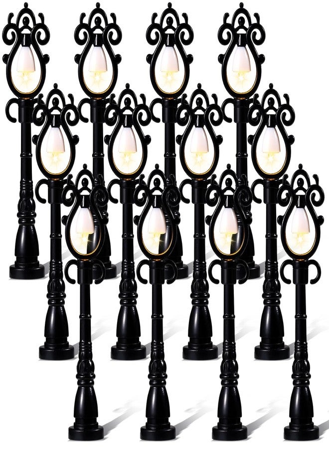 Baquler 12 Pcs Christmas Lamp Posts Christmas Village Accessories Miniature Fairy Street Lamps Decorative Uptown Mini Street Lights Pathway Lantern for Xmas Holiday Decoration DIY Craft(Retro) - Image 1