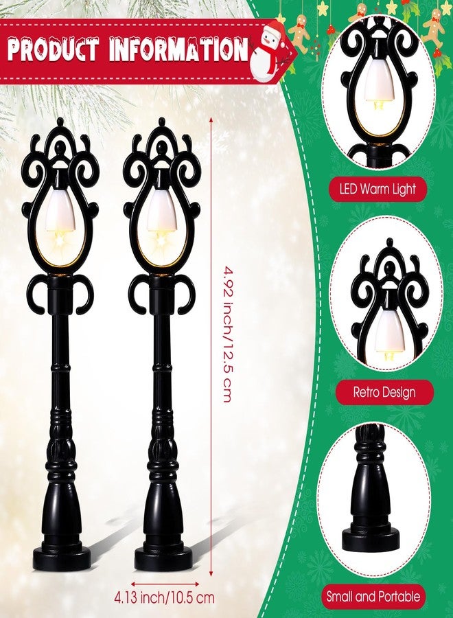 Baquler 12 Pcs Christmas Lamp Posts Christmas Village Accessories Miniature Fairy Street Lamps Decorative Uptown Mini Street Lights Pathway Lantern for Xmas Holiday Decoration DIY Craft(Retro) - Image 2