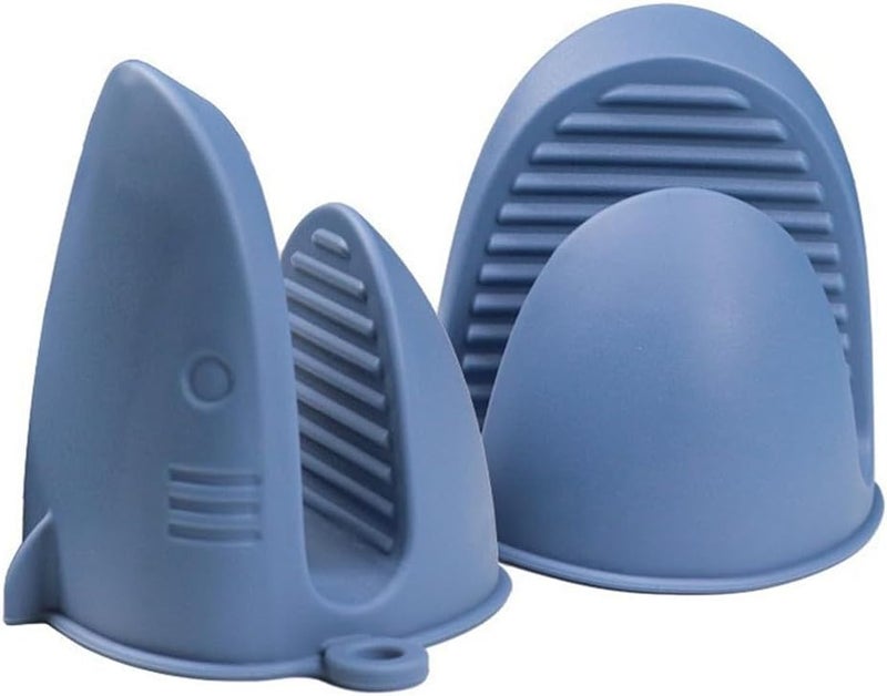 Sarmyarc Silicone Oven Mitts Heat Resistant, Silicone Potholders for Kitchen, Air Fryer,Baking, Mini Rubber Oven Glove (Blue) - Image 1