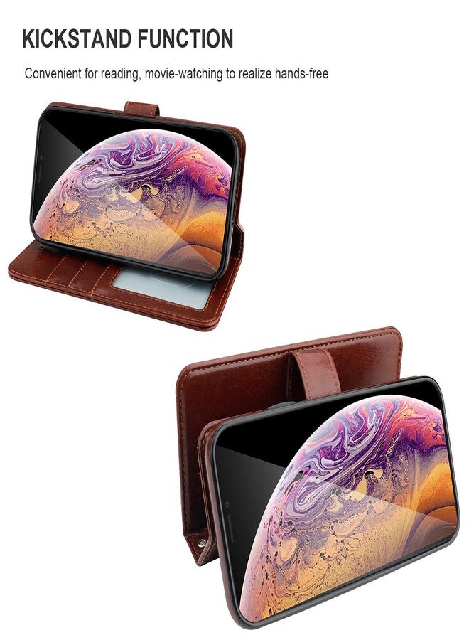 Bocasal for iPhone Xs/X Wallet Case with Card Holder PU Leather Magnetic Detachable Kickstand Shockproof Wrist Strap Removable Flip Cover for iPhone Xs for iPhone X 5.8 inch (Brown) - Image 5