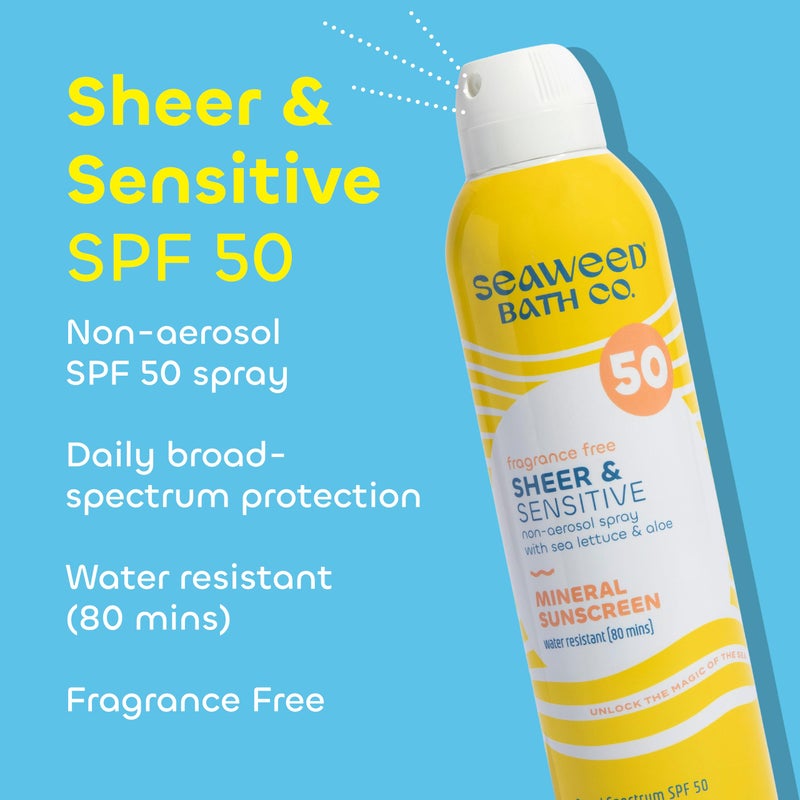 The Seaweed Bath Co. Seaweed Bath Co. Sheer Mineral Sensitive SPF 50 Broad Spectrum Sunscreen Spray - Fragrance Free, Non-Nano, Skin-Friendly Formula - 6 oz - Image 2