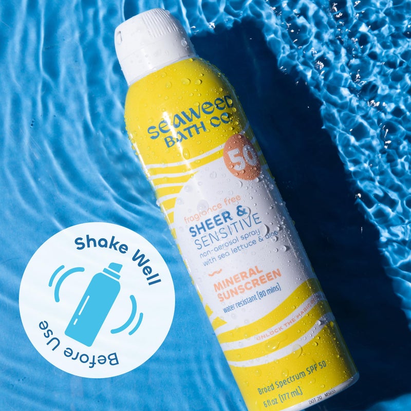 The Seaweed Bath Co. Seaweed Bath Co. Sheer Mineral Sensitive SPF 50 Broad Spectrum Sunscreen Spray - Fragrance Free, Non-Nano, Skin-Friendly Formula - 6 oz - Image 5