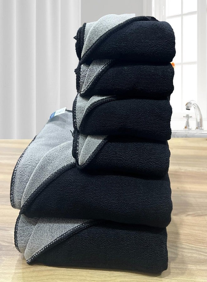 LABHAM - Euphoria 450GSM Reversible, Super Soft, Anti Microbial, Bath Towel (75cm x 150cm) & Hand Towel (40cm x 60cm), Pack of 6 - Black - Image 2