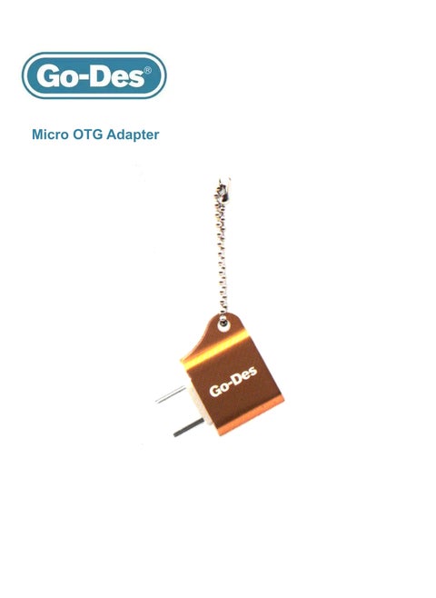 Go-Des Micro to USB OTG Adapter With Keychain GD-CT025 - Gold
