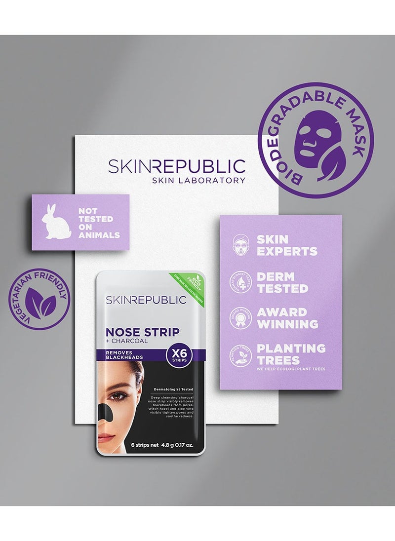 SKIN REPUBLIC Charcoal Nose Strips – Blackhead Remover with Witch Hazel & Aloe Vera, Deep Cleansing Pore Treatment for Oily & Acne-Prone Skin (6 Strips)  - Image 5