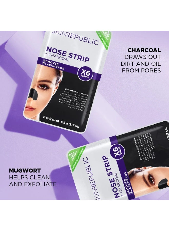 SKIN REPUBLIC Charcoal Nose Strips – Blackhead Remover with Witch Hazel & Aloe Vera, Deep Cleansing Pore Treatment for Oily & Acne-Prone Skin (6 Strips) - Image 3