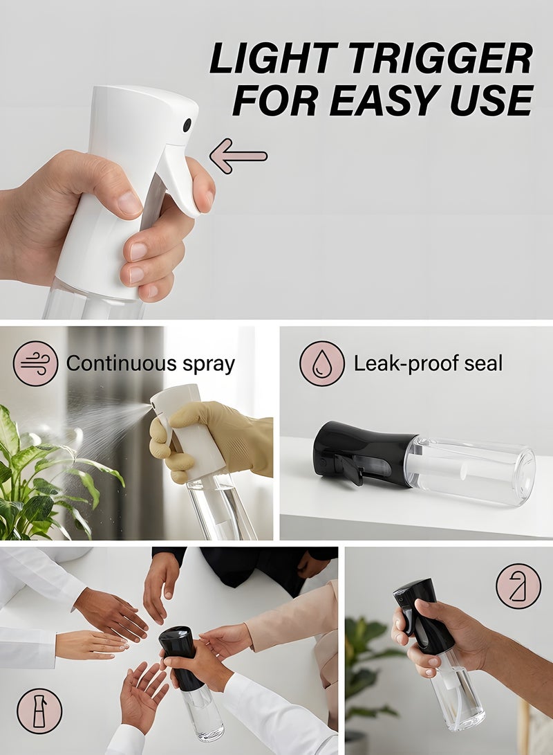 Beauenty 2 Pack Continuous Spray Bottle for Hair (16.9 oz/500ml), Empty Spray Bottles, Ultra Fine Mist Water Sprayer for Hairstyling, Cleaning, Plants, Pets, Barbers, Salons, Essential Oil Scents - Image 5