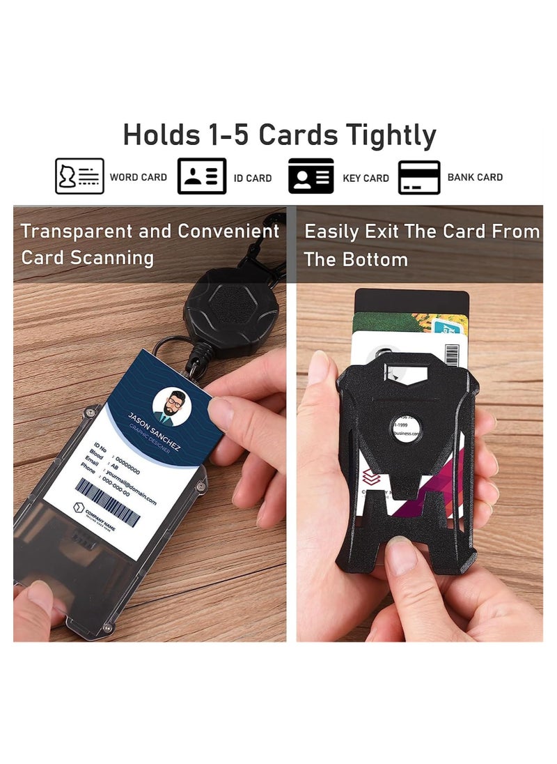 Retractable Badge Holders, Tactical ID Card Holder with Heavy Duty 31.5" Retractable Badge Reel Key Chain,Black Retractor for Secure Key and ID Card Management