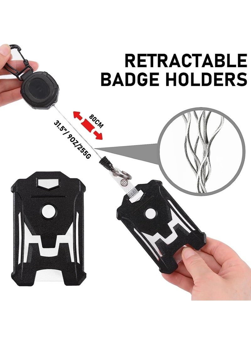 Retractable Badge Holders, Tactical ID Card Holder with Heavy Duty 31.5" Retractable Badge Reel Key Chain,Black Retractor for Secure Key and ID Card Management