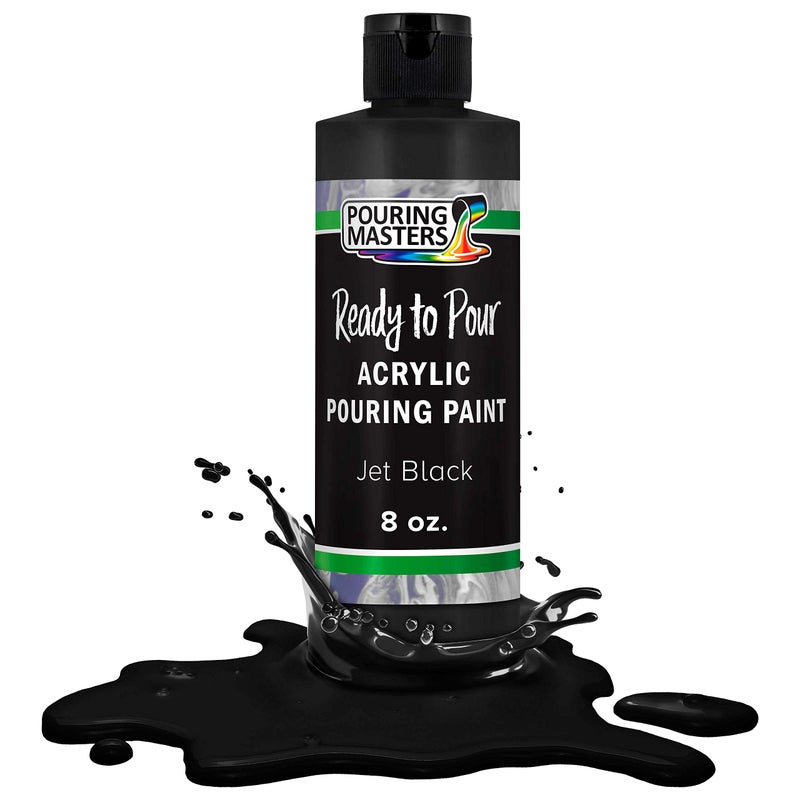POURING MASTERS Jet Black Acrylic Ready to Pour Pouring Paint - Premium 8-Ounce Pre-Mixed Water-Based - for Canvas, Wood, Paper, Crafts, Tile, Rocks and More - Image 1