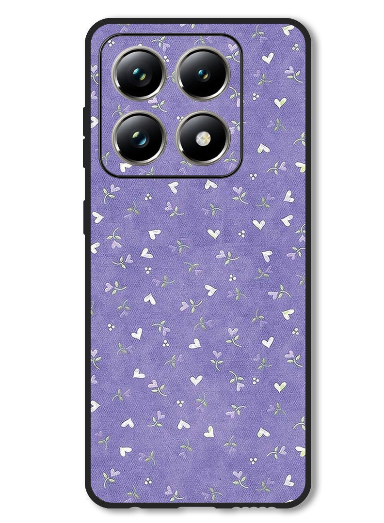 Theodor Case Compatible with Xiaomi 14T Protection Shockproof Bumper Cover Hearts Purple Background - Image 1