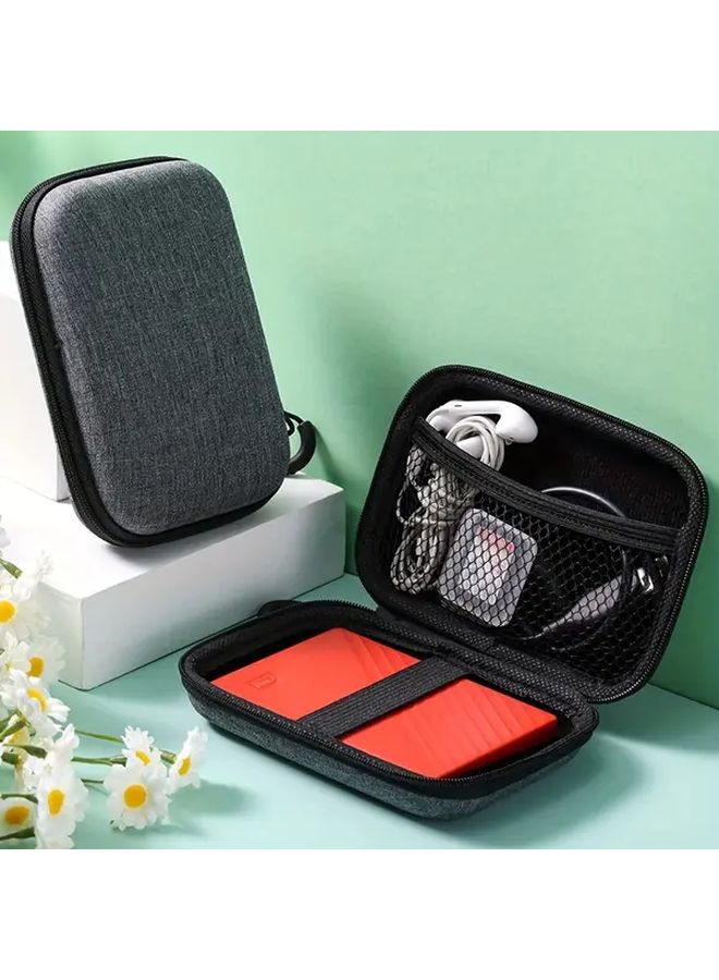 Grey EVA Material 2.5 Inch Hard Drive Case Wireless Headset And Cable Storage Pouch Live Streaming Mic Packaging Box - Image 1
